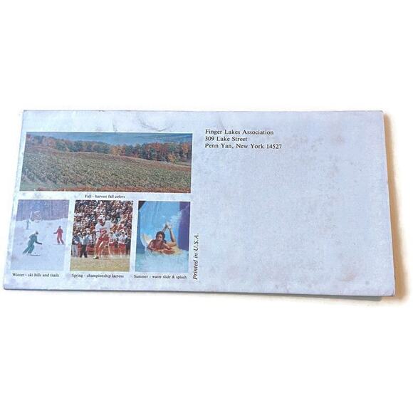 New York Map 1984 Finger Lakes Region Attractions Skiing Harvest Lacrosse - Picture 3 of 4